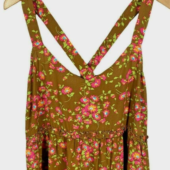 MATILDA JANE On A Whim Floral Cross Back Top Large Brown - Picture 2 of 8
